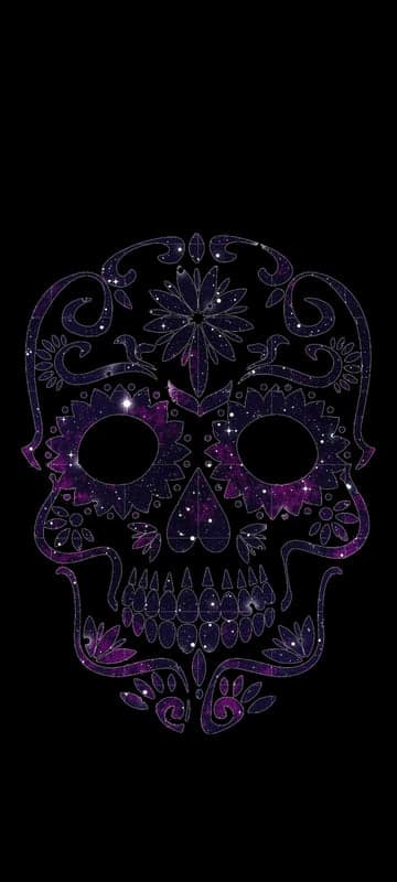 Cosmic Sugar Skull Art with Starry Galaxy Background