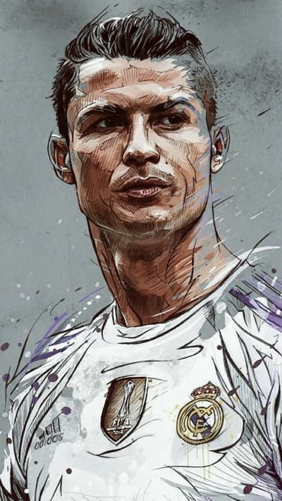 Cristiano Ronaldo Real Madrid Sketch Art Wallpaper