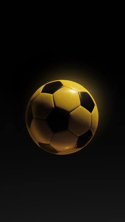 Golden Soccer Ball on Black Background