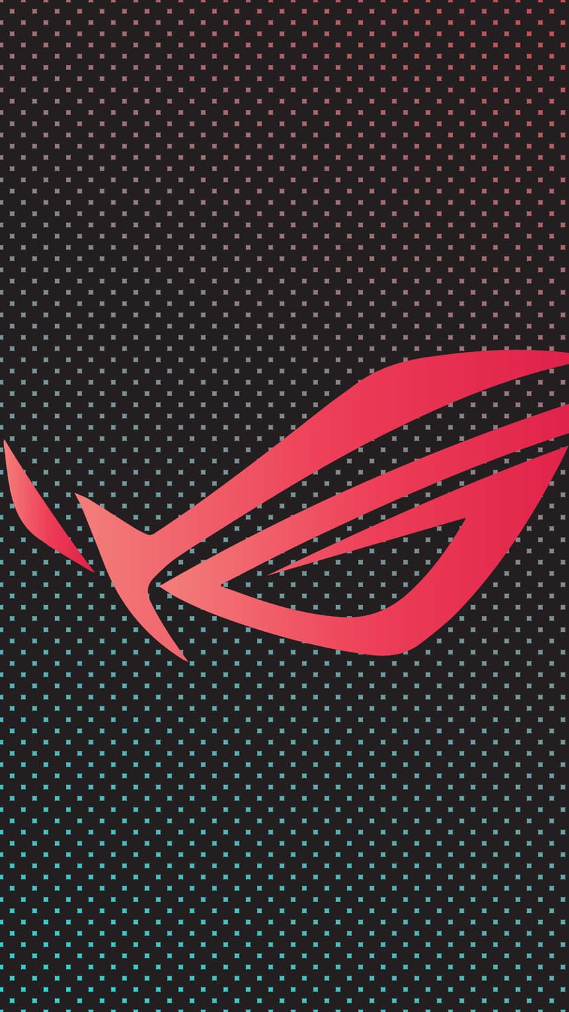 Red Republic of Gamers logo with a pink gradient on a black background covered in pink and blue ombre polka dots.