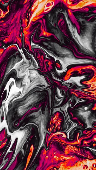 Vibrant Swirling Abstract Art with Pink, Orange, and Black