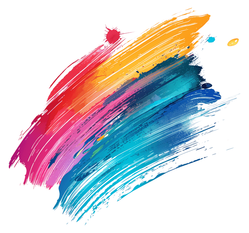 Abstract paint stroke featuring vibrant blended pigments and thick impasto texture on a transparent backdrop.