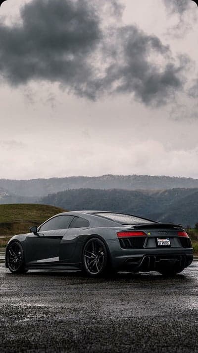 Dark Audi R8 Supercar Reflective Wet Asphalt Wallpaper