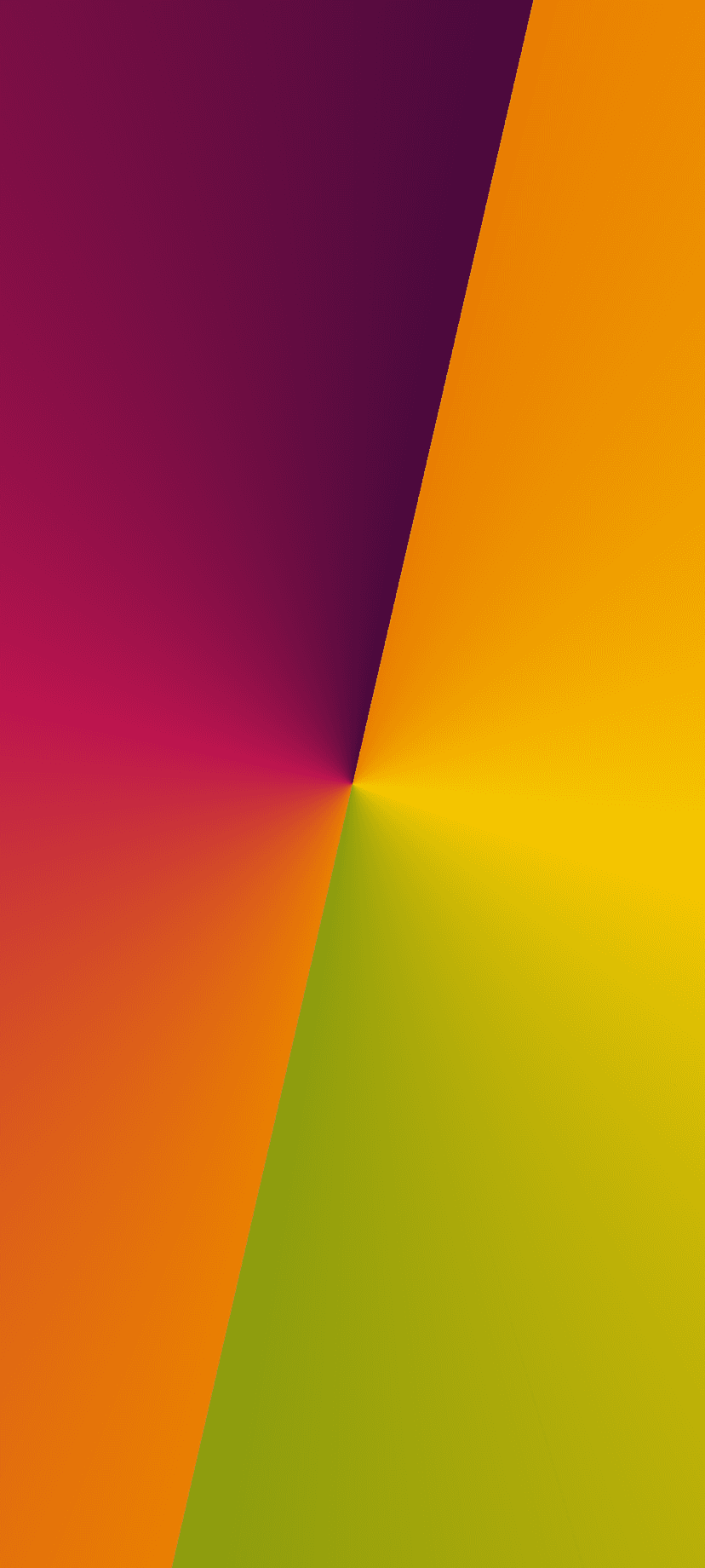 Radial color segments fanning out from a center point in gradients of purple, orange, and lime green.