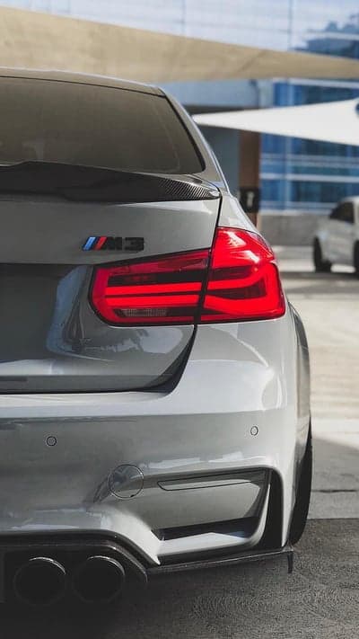 BMW M3 Grey Performance Sedan Rear Detail Mobile Wallpaper