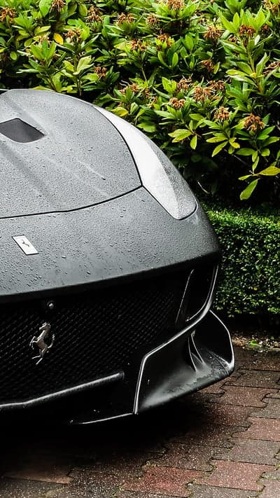 Wet Ferrari Grille with Prancing Horse Emblem