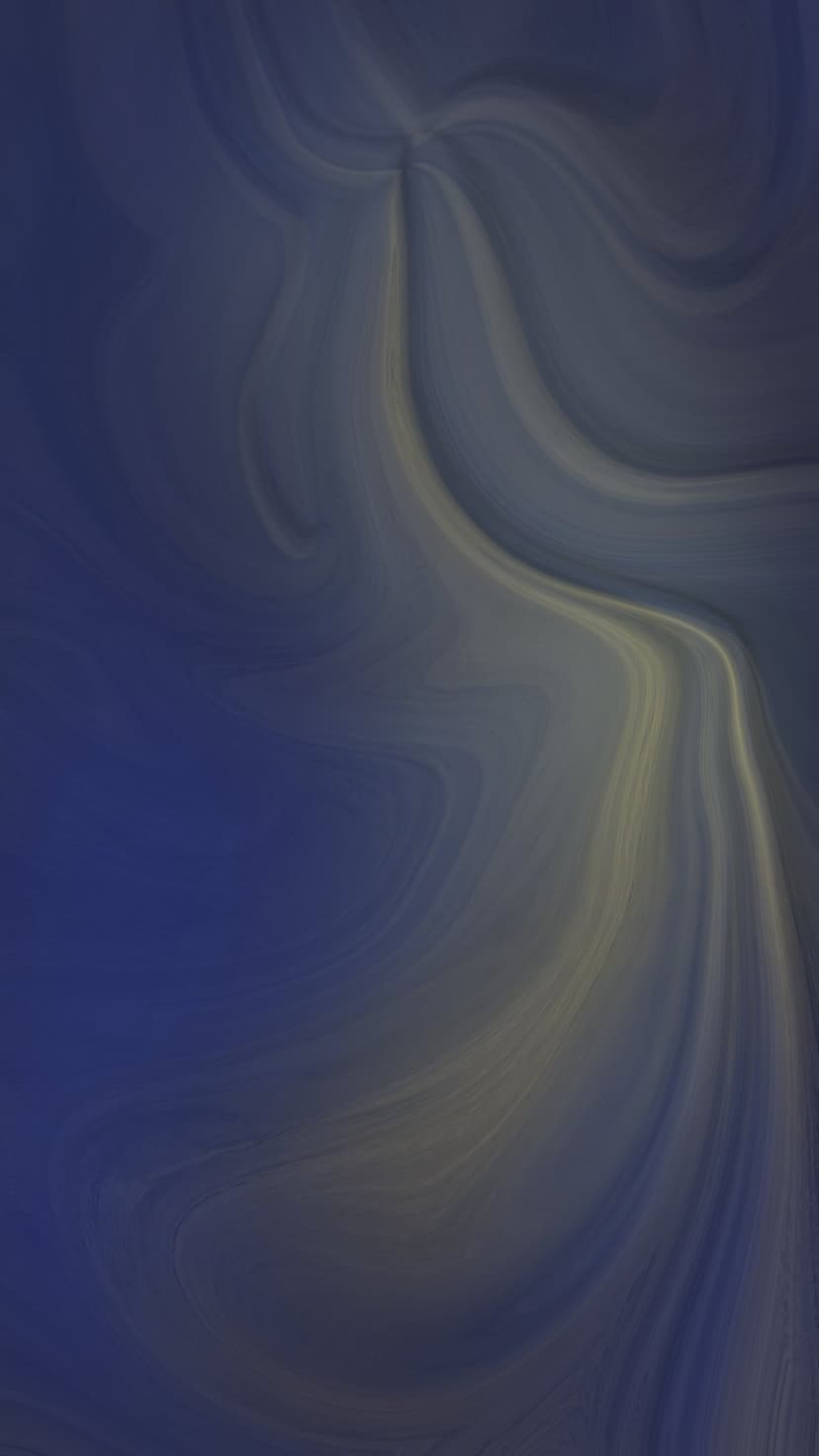 Interlocking cobalt and yellow fluid swirls flow vertically with soft brushstroke textures and smooth gradients.