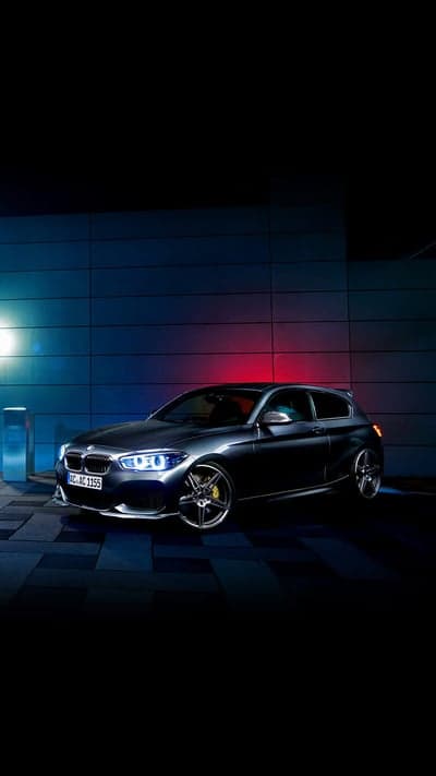 Moody BMW Hatchback Night Wallpaper with Neon Ambient Light
