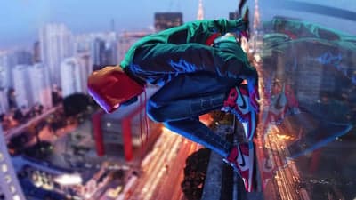 Miles Morales Spider-Man Urban Cityscape Desktop Wallpaper