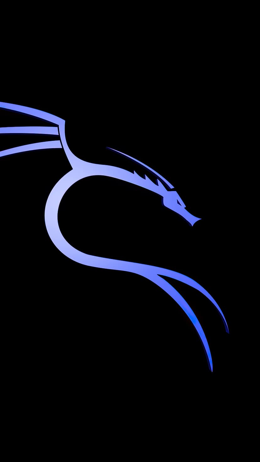 Blue dragon logo with a soft gradient glow centered on a solid black background for a vertical mobile display.