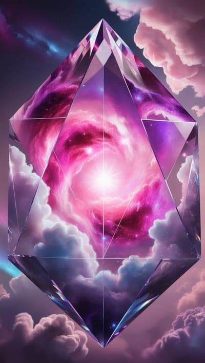 Cosmic Pink Nebula Crystal Prism Mobile Wallpaper HD