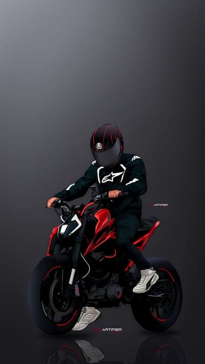 Aggressive Red Sportbike Rider Portrait Mobile Wallpaper