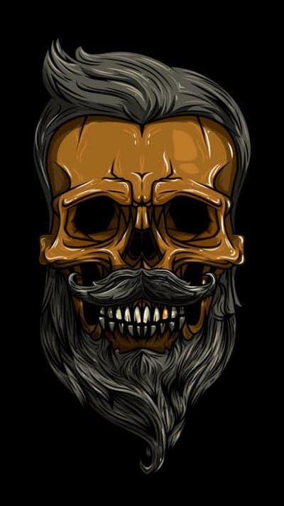 Bearded Skeleton Portrait Mobile Wallpaper for Dark Screens