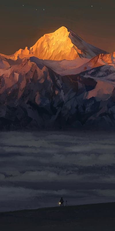 Mountain's Golden Crown- A Solitary Observer