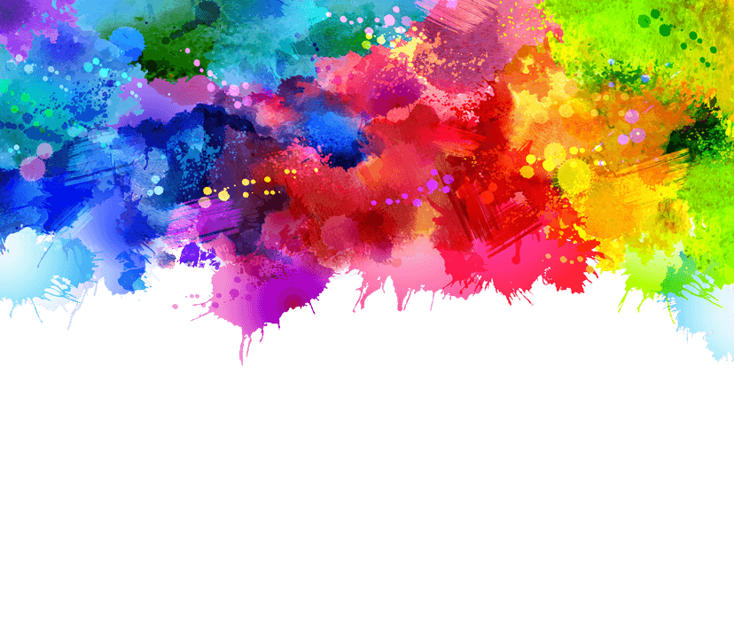 Watercolor graffiti splash featuring vibrant pink, green, and blue ink splatters with a gritty paint texture.
