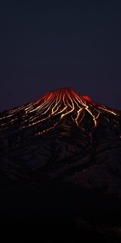 Fiery Veins of a Sleeping Giant- A Night Volcano
