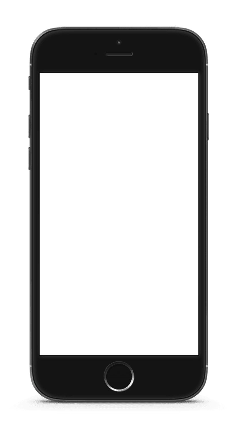 Matte black smartphone frame with rounded corners and thin bezels isolated on a transparent background.