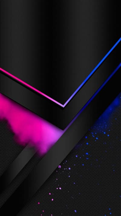 Dark Abstract Background with Neon Pink and Blue Splatter