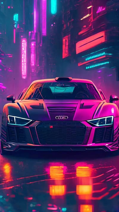 Cyberpunk Audi R8 Neon City Night Drive