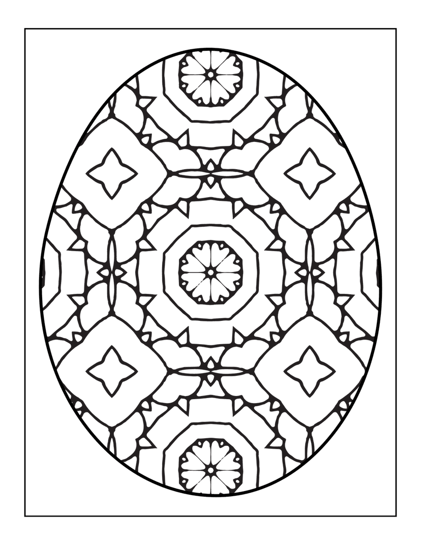 Symmetrical floral mandala with white geometric linework centered on a solid black background in a vector style.