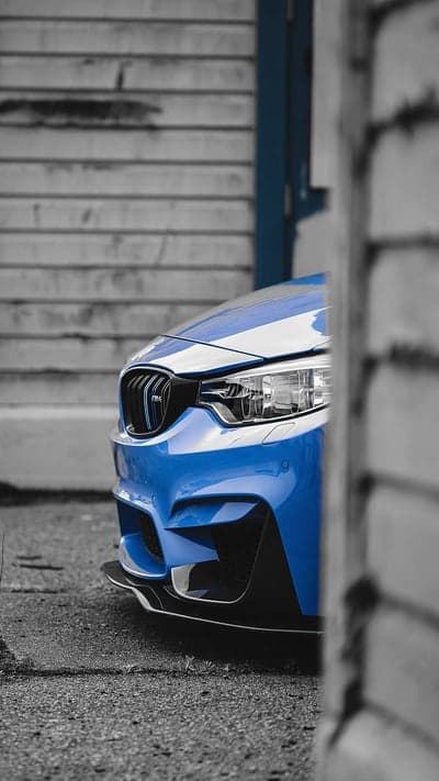 BMW M4 Blue Metallic Headlight Detail Phone Screen