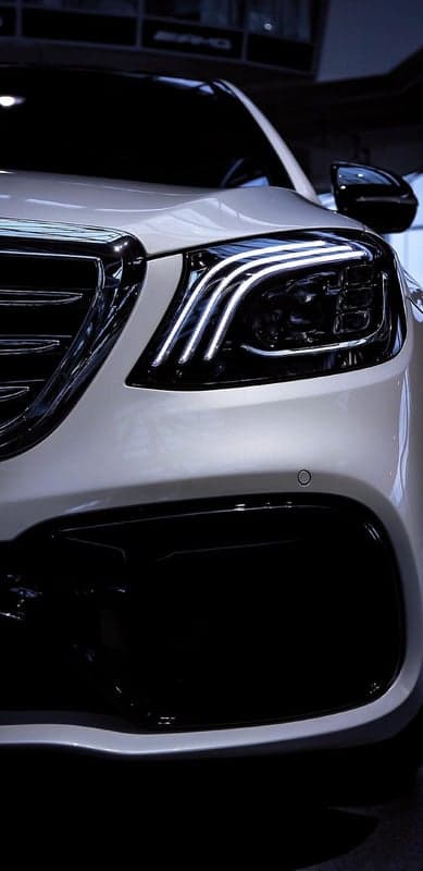White Mercedes-Benz LED Headlight Mobile Wallpaper