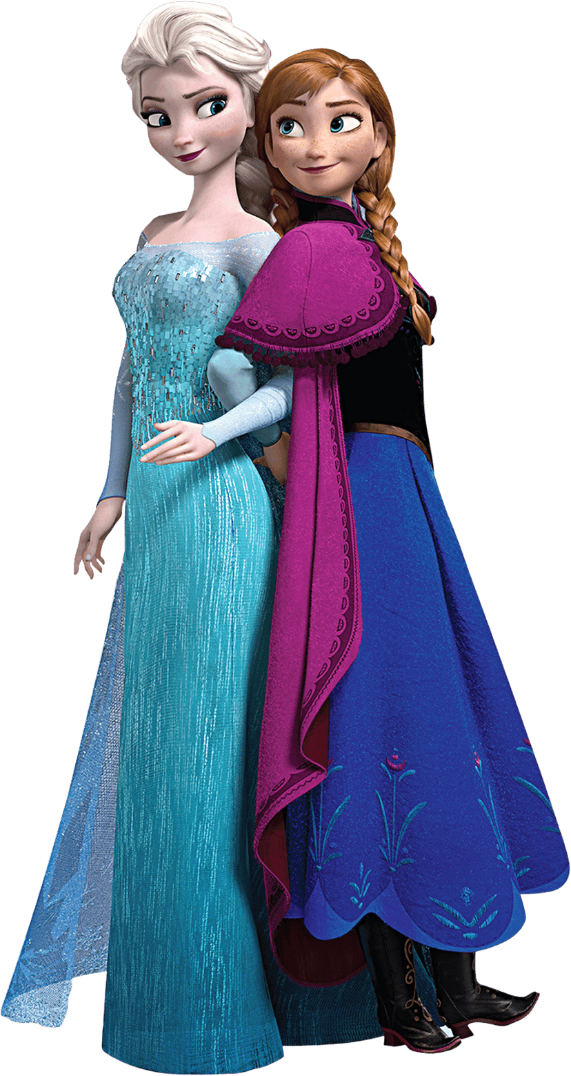 Elsa Kristoff Rapunzel Anna illustration features four animated characters on a vibrant purple poster background.