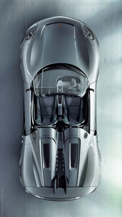 Sleek Silver Porsche Overhead View Phone Wallpaper