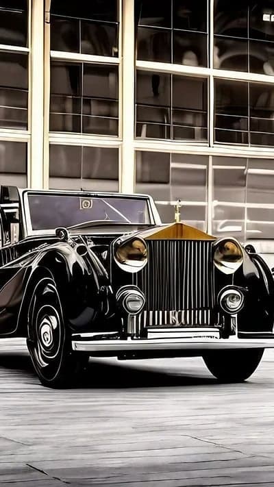 Black Vintage Rolls-Royce Luxury Car Tablet Wallpaper