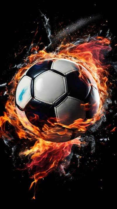 Fiery Soccer Ball Illustration on Black Background
