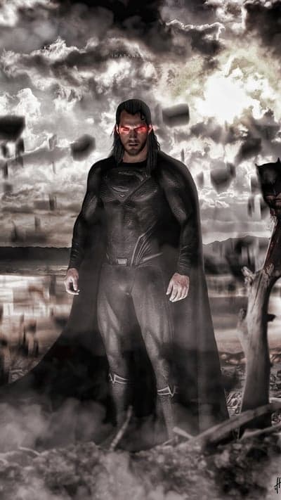 Dark Superman with Red Eyes and Black Suit