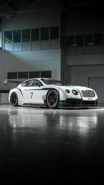 Bentley Continental GT3 Race Car in White and Green Livery