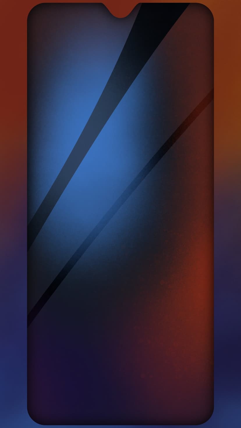 Deep blue and vivid orange color transition featuring sharp diagonal shadow lines across a vertical canvas.
