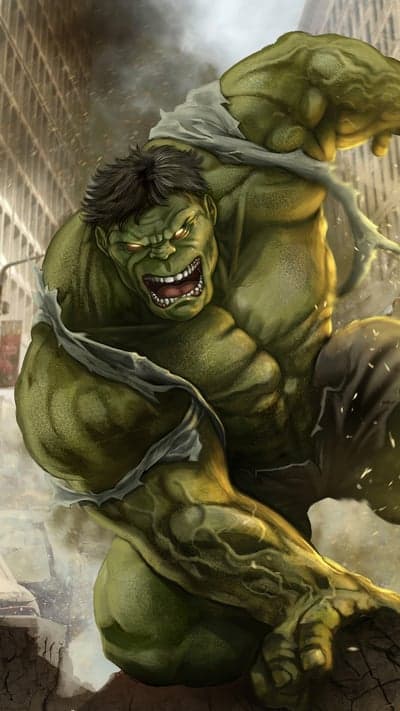 The Incredible Hulk Roaring in Urban Destruction