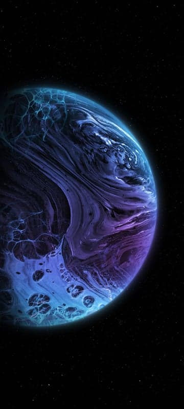 Abstract swirling planet with blue and purple hues