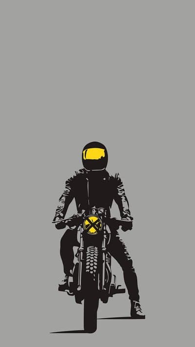 Yellow Visor Motorcyclist Portrait Mobile Wallpaper