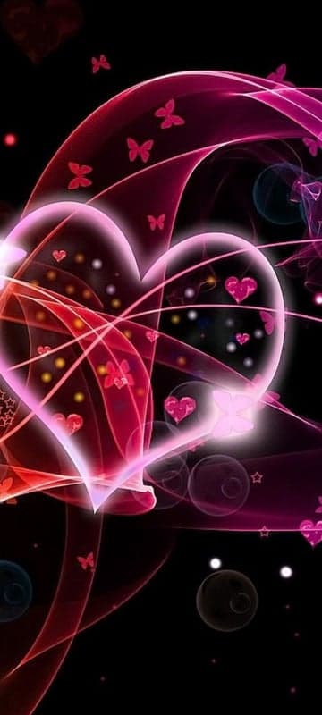 Pink Hearts and Butterflies Abstract Digital Art