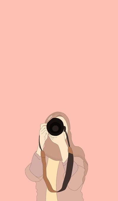Minimalist illustration of person holding a camera