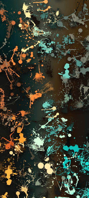 Abstract Paint Splatter Art with Teal and Orange Hues