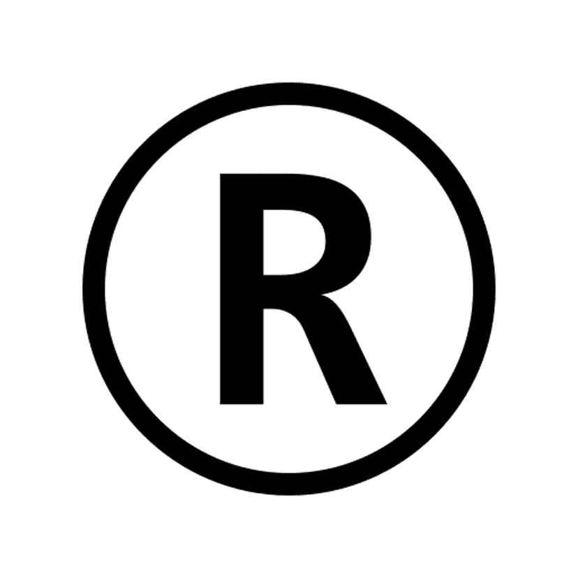 Registered trademark symbol featuring a black R-mark within a thin circular border on a transparent background.