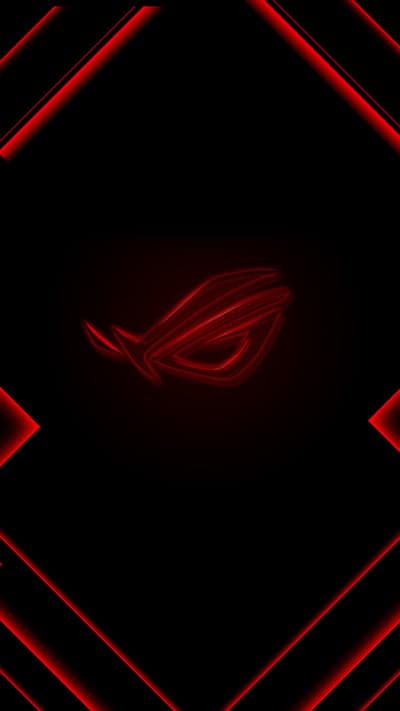 Red Neon ROG Logo on Black Background Wallpaper