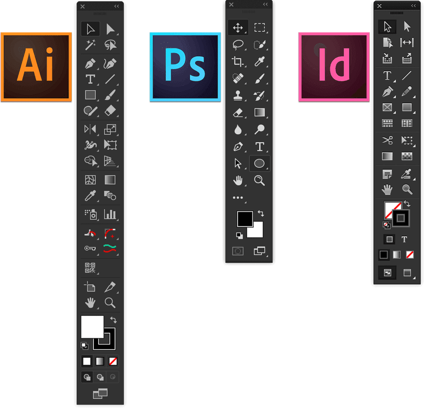 Adobe Creative Cloud software icons displayed in a grid with vibrant gradients and minimalist flat styling.
