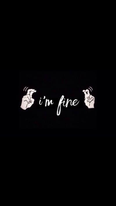 I'm Fine Sign Language and Text on Black Background