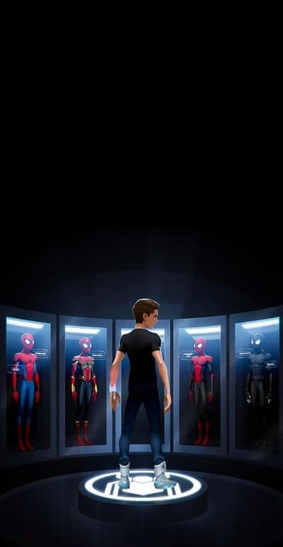 Spider-Man Suits Displayed in Futuristic Pods