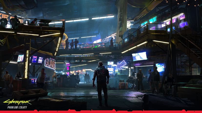 Cyberpunk city skyline featuring neon skyscrapers, glowing purple lights, and futuristic architectural details.