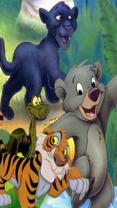Jungle Book characters Bagheera, Baloo, Kaa, and Shere Khan