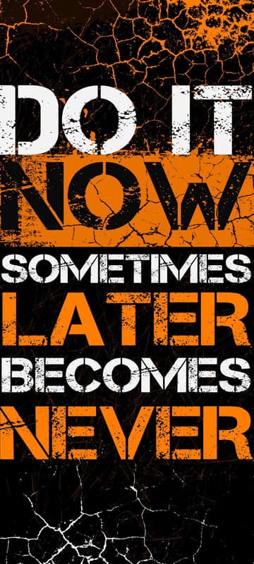 Do It Now, Later Becomes Never Motivational Quote