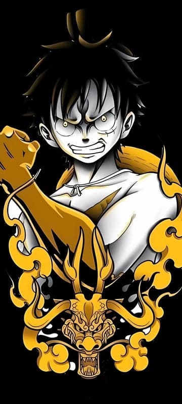 Monstrous Luffy with Golden Dragon Elements