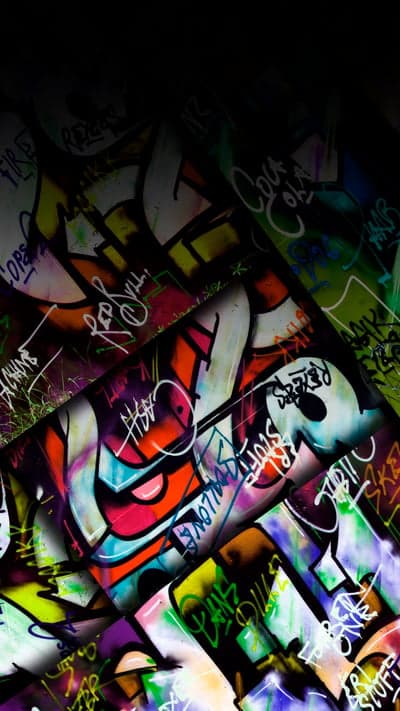 Vibrant Graffiti Art Collage with Dynamic Colors