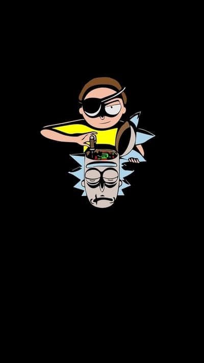 Rick and Morty with Opened Head and Eye Patch